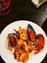 Zusammenstellung Von Muscheln Shrimps Hummerkrappe